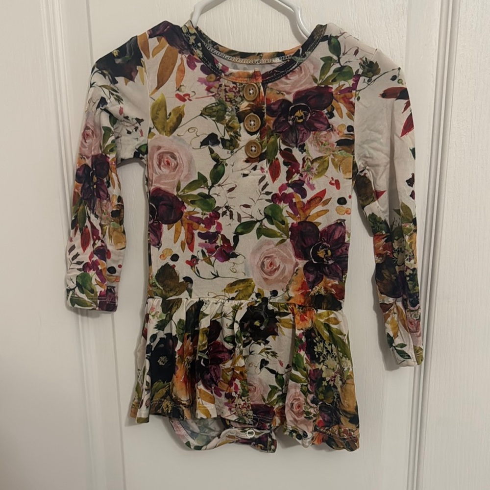 Posh Peanut Corinne Long Sleeved Twirl dress with bodysuit 12-18